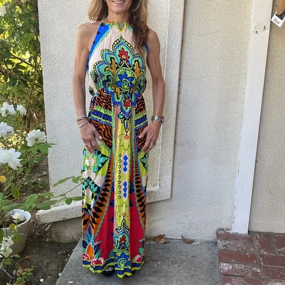 Anthropologie Flying Tomato vibrant colored beautiful bohemian style dress. - Picture 4 of 13